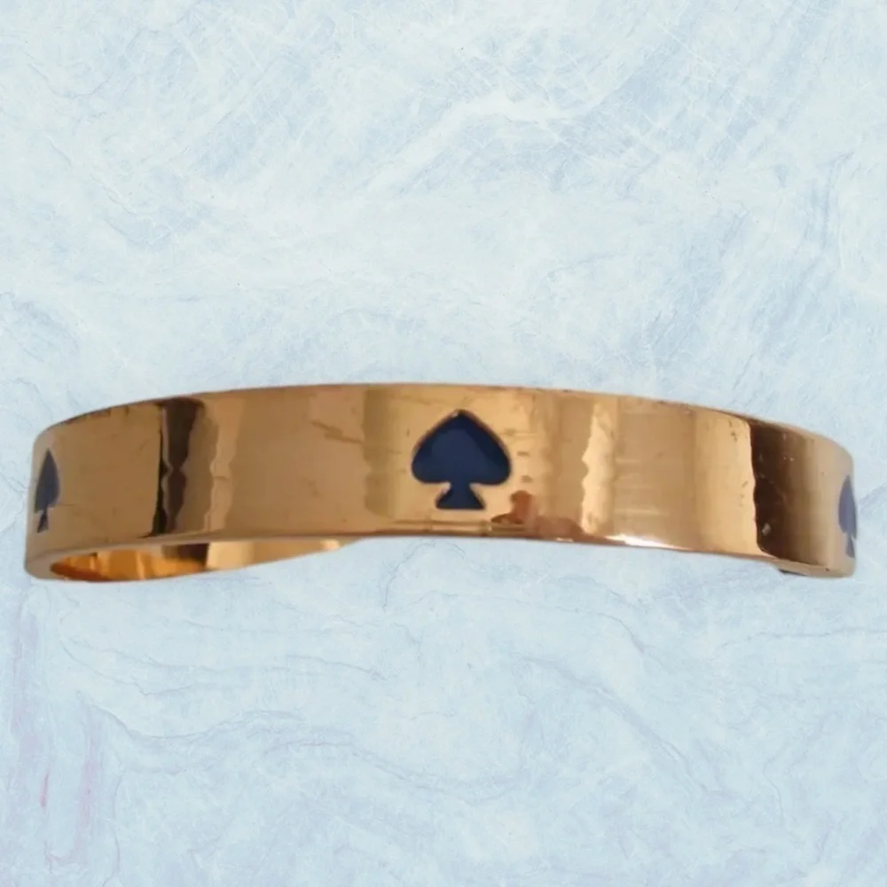 Kate Spade Gold Tone Royal Blue Enamel Spade Logo Bangle Vintage 0037 - Picture 4 of 6